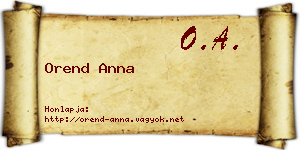 Orend Anna névjegykártya